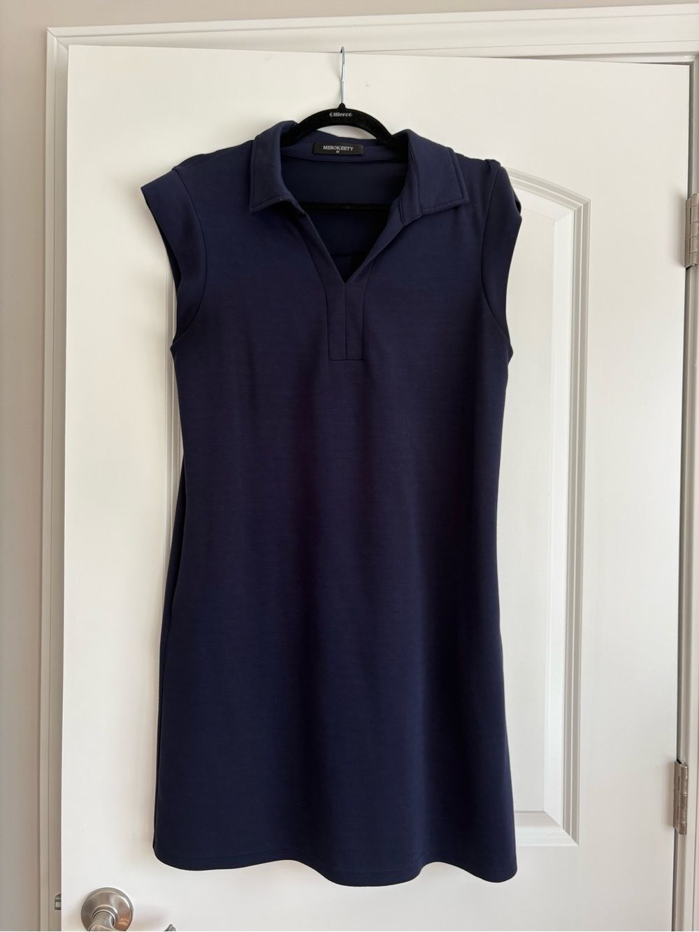 Merokeety Navy Sleeveless Polo Mini Dress